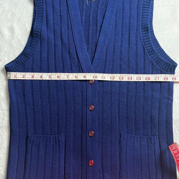 Montgomery Ward Vintage Cable Knit Sweater Acrylic Cardigan Vest Blue M/L - Picture 3 of 8
